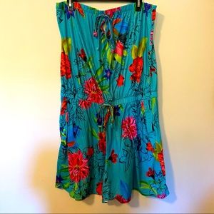 Capsule Floral Hawaiian Playsuit Romper Tube Top Tie Front Keyhole One Piece